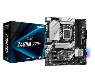 Материнская плата ASRock Z490M PRO4 s1200 Z490 4xDDR4 M.2 HDMI-DP-VGA Type-C mATX