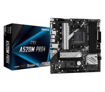 Материнская плата ASRock A520M PRO4 sAM4 A520 4xDDR4 HDMI-DP-VGA Type-C mATX