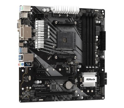 Материнcкая плата ASRock B450M Pro4-F sAM4 B450 4xDDR4, M.2, HDMI-DVI-VGA Type-C mATX