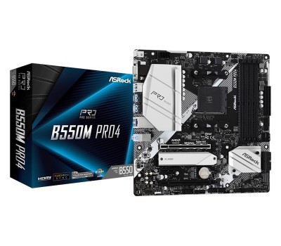 Материнская плата ASRock B550M_PRO4 sAM4 B550 4xDDR4 HDMI-Dp-VGA M.2 mATX