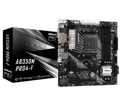 Материнская плата ASRock AB350M PRO4-F sAM4 B350 4xDDR4 HDMI-VGA-DVI M.2 Type-C mATX