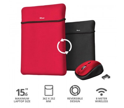 Чехол + мышь Trust Yvo Reversible Sleeve 15.6" Red