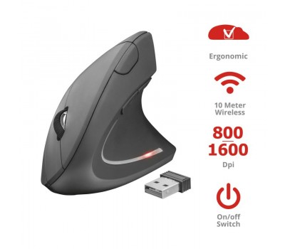 Мышь Trust Verto Ergonomic WL BLACk