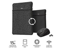 Чехол + мышь Trust YVO MOUSE & SLEEVE 15.6" Black-hearts