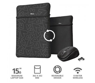 Чехол + мышь Trust YVO MOUSE & SLEEVE 15.6" Black-hearts
