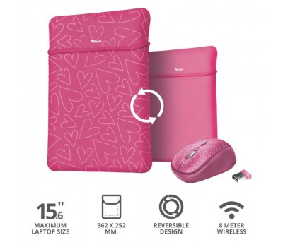 Чехол + мышь Trust YVO MOUSE & SLEEVE 15.6" Pink