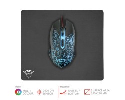 Мышь + коврик TRUST GXT 783 Izza Gaming Mouse & Mouse Pad BLACK