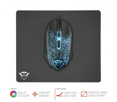 Мышь + коврик TRUST GXT 783 Izza Gaming Mouse & Mouse Pad BLACK