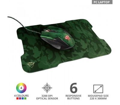 Мышь + коврик Trust GXT781 RIXA CAMO MOUSE & PAD