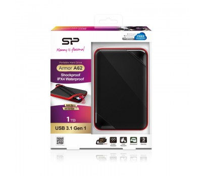 Жесткий диск Silicon Power 2.5" USB 3.2 1TB Armor A62 защита IPX4 Black