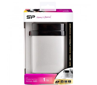 Жесткий диск Silicon Power 2.5" USB 3.2 1TB Armor A85 защита IP68 Metal Silver