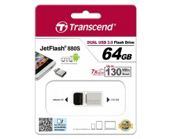 Накопитель Transcend 64GB USB 3.1 JetFlash 880 OTG Metal Silver
