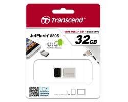 Накопитель Transcend 32GB USB 3.1 JetFlash 880 OTG Metal Silver