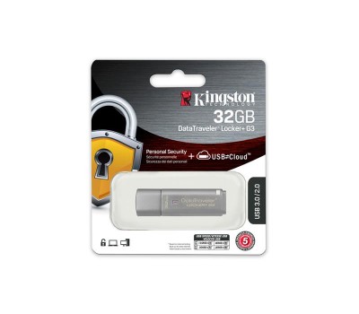 Накопитель Kingston 32GB USB 3.0 DT Locker+ G3 Metal Silver Security