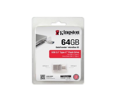 Накопитель Kingston 64GB USB 3.1+Type-C DT Micro Metal Silver